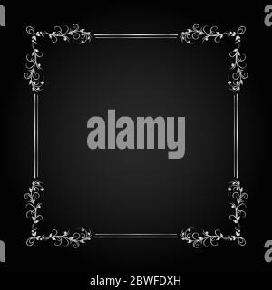 Vintage Silver Frame. Decorative vector frame with place for text Stock Vector