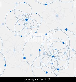 Seamless geometric pattern with connected circles and dots. Stock Vector