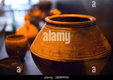 Ancient roman clay pottery and vases Stock Photo