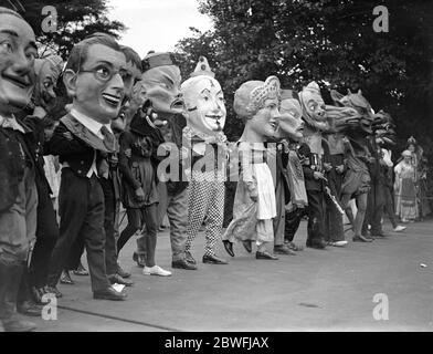 Southend-on-Sea carnival . Some grotesque figures in the procession . 1936 Stock Photo