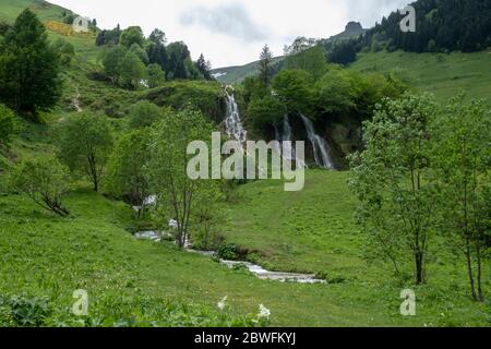 spring view from a waterfall located in cirali village of macka district of trabzon province Stock Photo