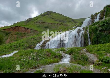 spring view from a waterfall located in cirali village of macka district of trabzon province Stock Photo