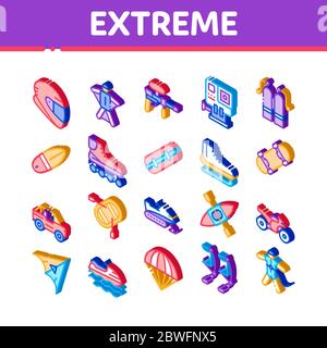 Extreme Sport Activity Isometric Icons Set Vector Stock Vector