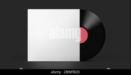 vinyl disc blank album template on dark background Stock Photo