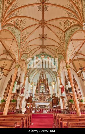 Interior of Virgin Mary Catholic Church, Painted Churches of Texas, High Hill, near Schulenburg, Texas, USA Stock Photo