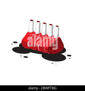 juicy bone meat on a white isolated background. Vector image. Cartoon Stock Vector