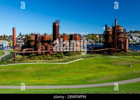 Gas Works Park on sunny day, Seattle, Washington, USA Stock Photo