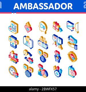 Ambassador Creative Isometric Icons Set Vector Stock Vector