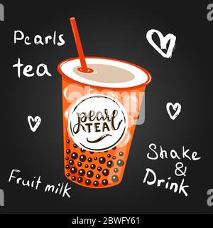 Fashion drink bubble tea Stock Vector