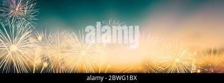 Celebration colorful firework on pattern on sky background concept for USA 4th july independence day, symbol of patriot freedom festive, Abstract happ Stock Photo