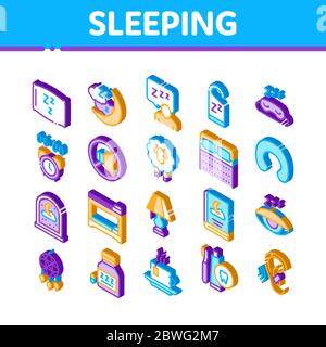 Sleeping Time Devices Isometric Icons Set Vector Stock Vector