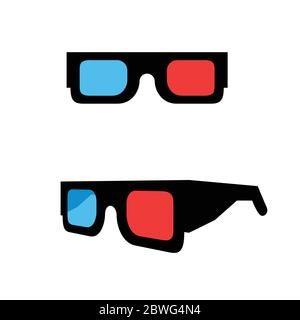 3D movie glasses black vector illustration on white Stock Vector