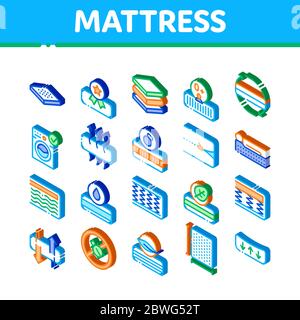 Mattress Orthopedic Isometric Icons Set Vector Stock Vector
