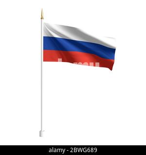 Vector realistic Russia Flag. 3D waving flag textile. Template for products, banners, leaflets, certificates and postcards. illustration Stock Vector