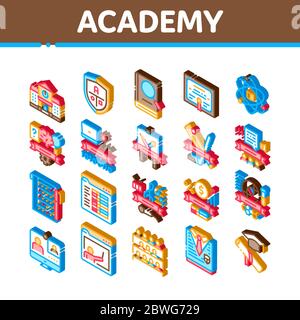 Academy Educational Isometric Icons Set Vector Stock Vector
