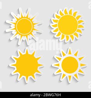 Abstract Simply Sun Sticker Sign Collection Set Vector Illustration Stock Vector
