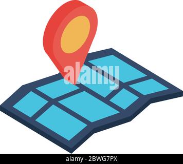 gps mark and map isometric style icon vector design Stock Vector