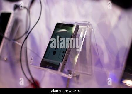 Moscow, Russia - October 04, 2019: mp3 player sony Walkman..NW