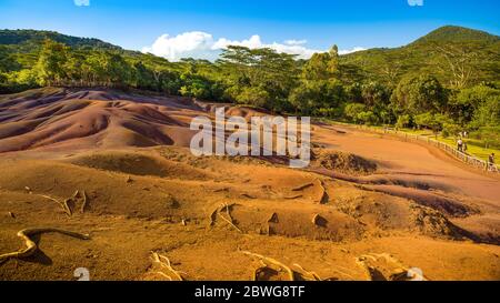 The Seven Coloured Earths in Chamarel, Mauritius island Stock Photo