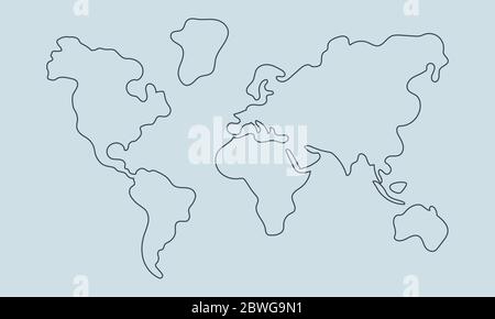 Hand drawn World map. Isolated world map. Vector illustration. Stock Vector