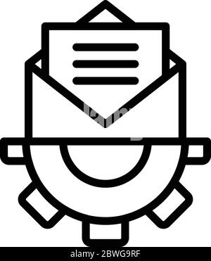 Gear mail wheel icon, outline style Stock Vector