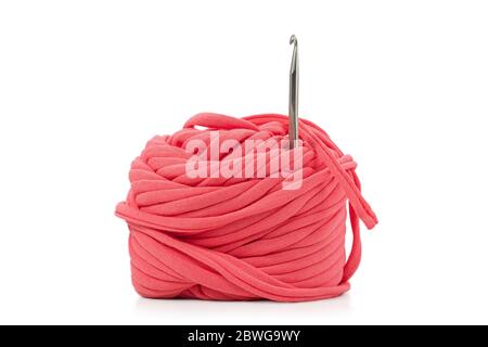 roll of textile yarn on white Stock Photo