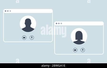 Conference video call, remote project management, quarantine, working from home. Stock Vector