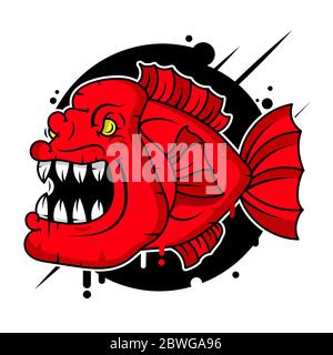 Piranha Logo Vector Illustration Suitable For Greeting Card, Poster Or T-shirt Printing. Stock Vector