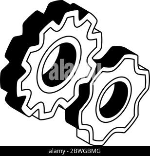 gears isometric line style icon vector design Stock Vector