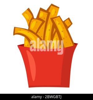 illustration of the potato french fries packaging on the white background Stock Vector