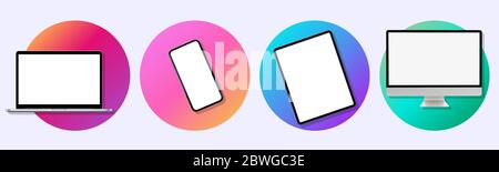 Device Simple Trendy Set on Gradient Background Stock Vector