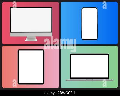 Device Simple Trendy Set on Gradient Background Stock Vector