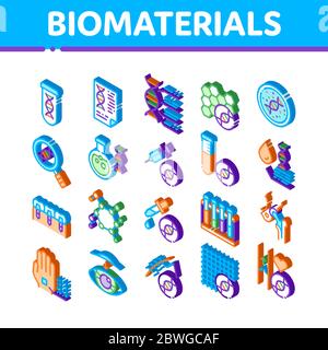 Biomaterials Isometric Icons Set Vector Stock Vector