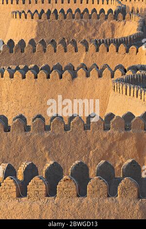 Ancient walls of the city of Khiva at the sunset, Uzbekistan Stock Photo