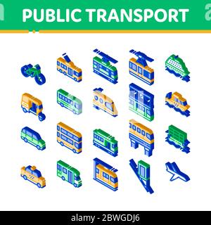 Public Transport Vector Isometric Set Stock Vector