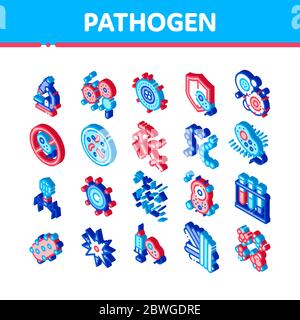 Pathogen Isometric Vector Sign Icons Set Stock Vector