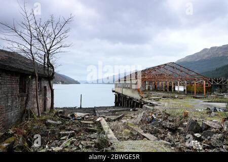 The remains of  the old Royal Naval Torpedo Testing Station and Range Arrochar  Argyll & Bute Scotland UK Stock Photo