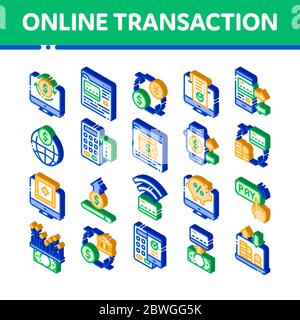 OnTransactions Vector Isometric Icons Set Stock Vector