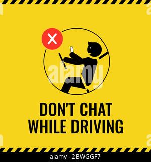Do not texting or chatting while driving sign vector Stock Vector
