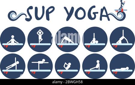 Sup Yoga set icons Stock Vector