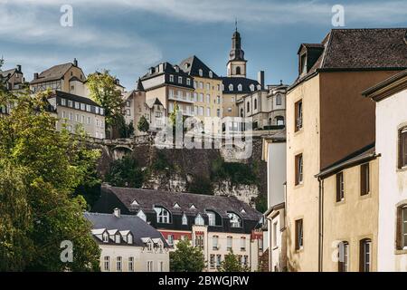 Beautiful view of Ville Haute from Grund Stock Photo