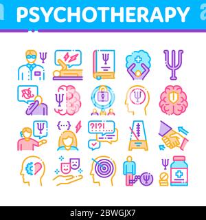 Psychotherapy Help Collection Icons Set Vector Stock Vector