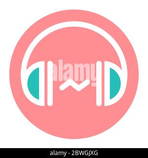 Icon with headphones in a flat style. Stock Vector
