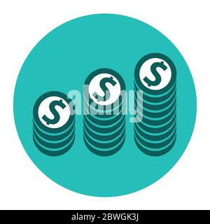 Icon with money coins. Stock Vector