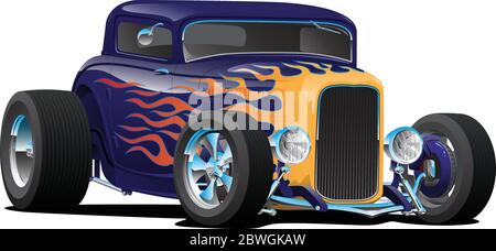 Vintage Hot Rod Car with Classic Flames Isolated Vector Illustration Stock Vector