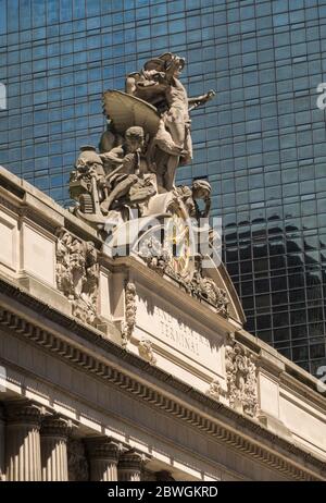 Facade of Iconic Grand Central Terminal, NYC, USA Stock Photo