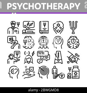 Psychotherapy Help Collection Icons Set Vector Stock Vector