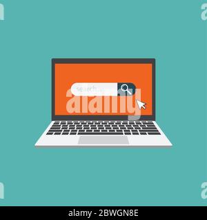laptop flat vector with search bar Stock Vector