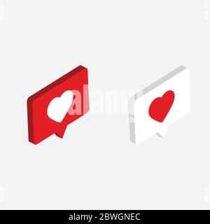 Chat symbol with heart isometric vector ICON Stock Vector