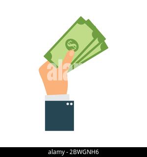 hand holding money flat Stock Vector